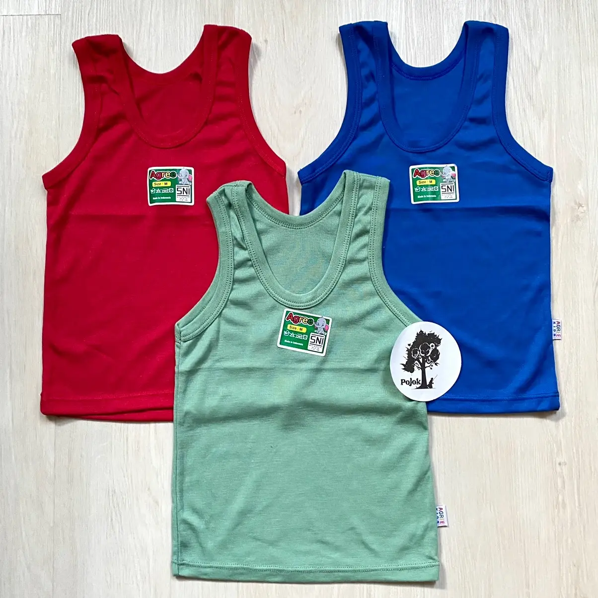 (6pc) Singlet anak putih/warna Agree ST.02 // Kaos dalaman putih anak merk Agree Kid