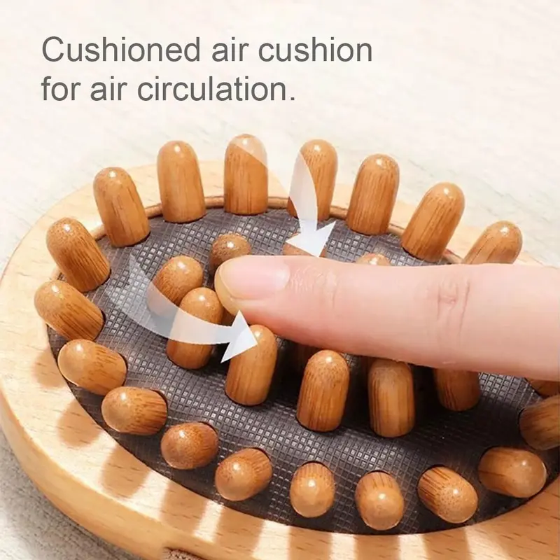 Wooden Body Massager, 1 Count Handheld Body Brush, Air Cushion Meridian Brush, Bamboo Hair Massage Brush, Hair Styling Tool for Women & Men 5