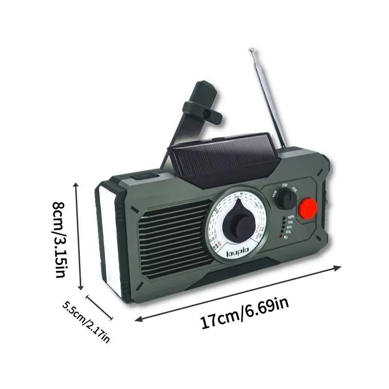 Solar Hand Crank Emergency Radio, Rechargeable AM/FM Emergency Crank Radio with Power Bank Function for iPhone, Outdoor Essentials 1