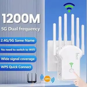 【COD】 Adaptor WiFi 6 antena 1200M, extender WiFi, repeater WiFi nirkabel, extender jangkauan WiFi, router repeater WiFi dual band gigabit, amplifier router, jangkauan penuh melalui dinding