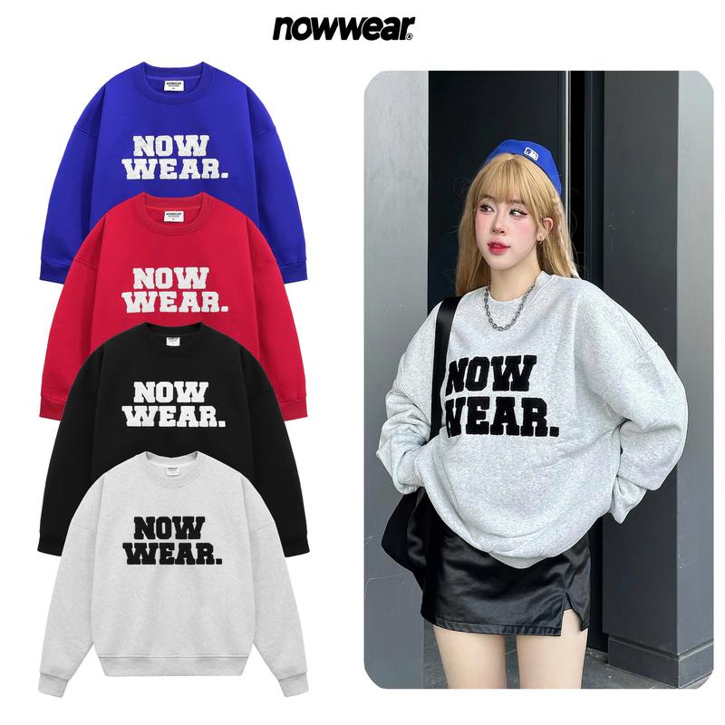 BST THU ĐÔNG Áo Nỉ Sweater Thêu Xù Nowwear Tay Phồng Form Boxy Chất Nỉ Bông Dày Dặn Nam Nữ Unisex Women Top Hoodie