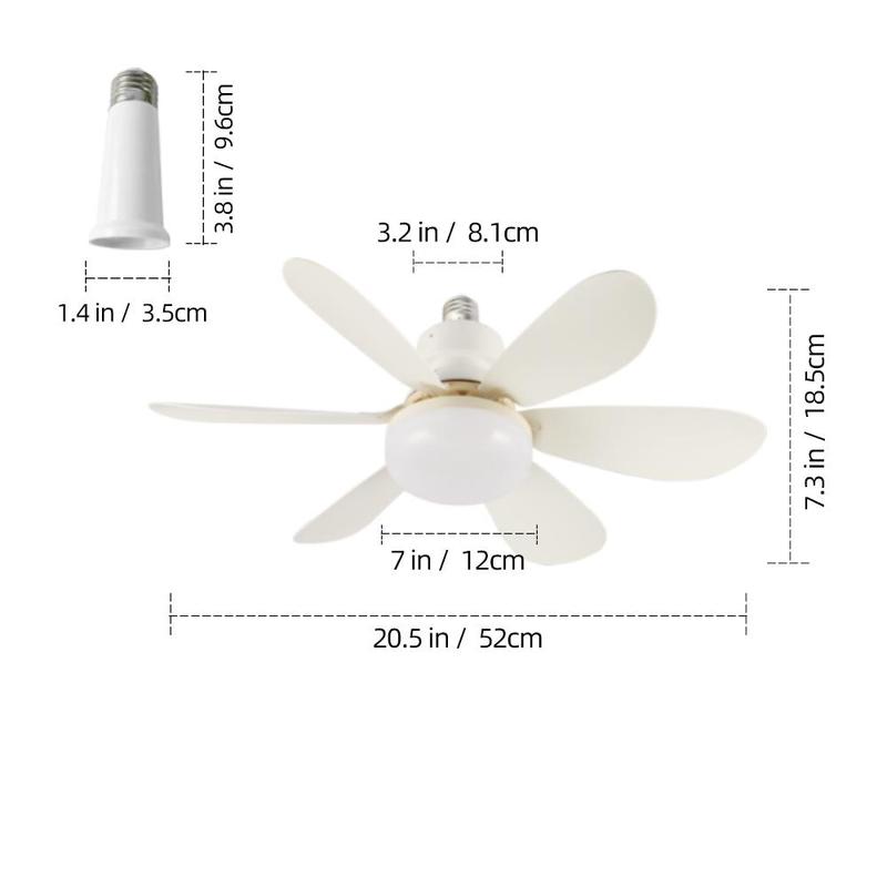 Product Introduction of E27 6-leaf Plug and Play Fan Light, 1pc Remote Control Fan Light with 3 Color Adjustment & Night Light Mode, Silent High Energy Saving Fan Light for Bedroom, Kitchen, Living Room 1