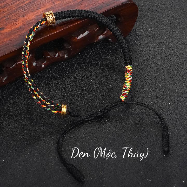   Theo mệnh  Vòng tay nam nữ theo mệnh mix chỉ ngũ sắc và charm chú Om Mani chỉnh được size 