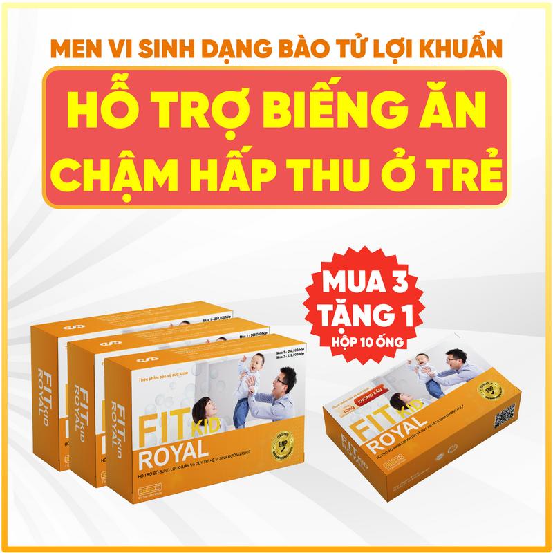 [Mua 3 tặng 1] Men vi sinh cho bé FitKid Royal - Bào tử lợi khuẩn Anh Quốc dành cho trẻ biếng ăn, kém hấp thu 20 ống x 5ml