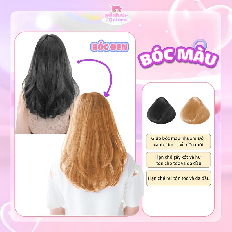 Thuốc Bóc Đen MinHair, Dạng Kem Không Cần Tẩy, MinHair Nhuộm Tóc Nữ Đổi Màu Tóc Women