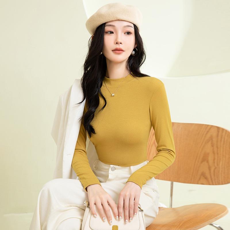 Product Introduction of Women's Autumn and Winter Bottoming Shirt Half Turtleneck Fashionable Inner Wear Solid Color Long Sleeve Thick Warm Underwear 5