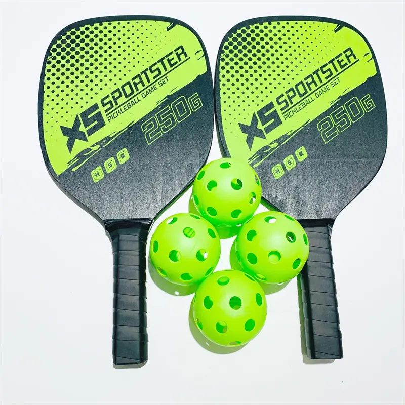 Bộ Vợt Pickleball, Kết Hợp 2 Vợt Và 4 Bóng, Thích Hợp Tập Luyện Thể Thao Và Thi Học Sinh Nam Cán Vợt Đồng