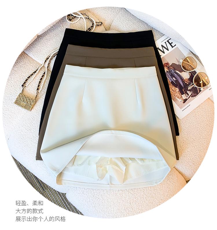 Product Introduction of AMMIN Korean style zipper high waist fashion pleated chiffon skirt Women 2024 Spring Fall retro solid color commuter A-line anti-slip hip wrap one-step dress 6