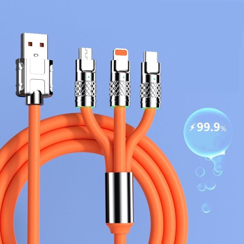 Cáp Sạc Nhanh 3 Trong 1 6A Đầy Đủ Cổng [ BH 6 Tháng ] - 3 Cổng Bằng Silicone Và Hợp Kim Kẽm Cực Bền Và Chất Tốt Phụ Kiện Sạc Điện Thoại 1