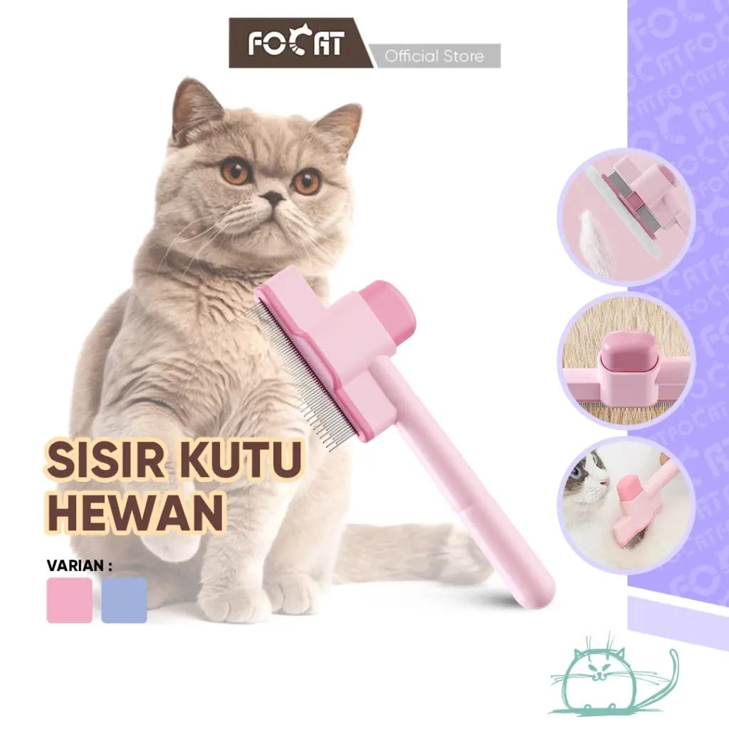 FOCAT X Sisir Grooming Kucing Anjing Anti Kutu dan Bulu Rontok F42 Pet Flea Comb Brush