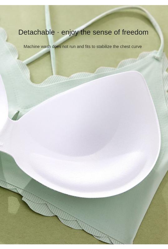 Product Introduction of Girls Korean version of sports back underwear, non-scar steel ring, bra-binding comfort chest small vest anti-sagging 8