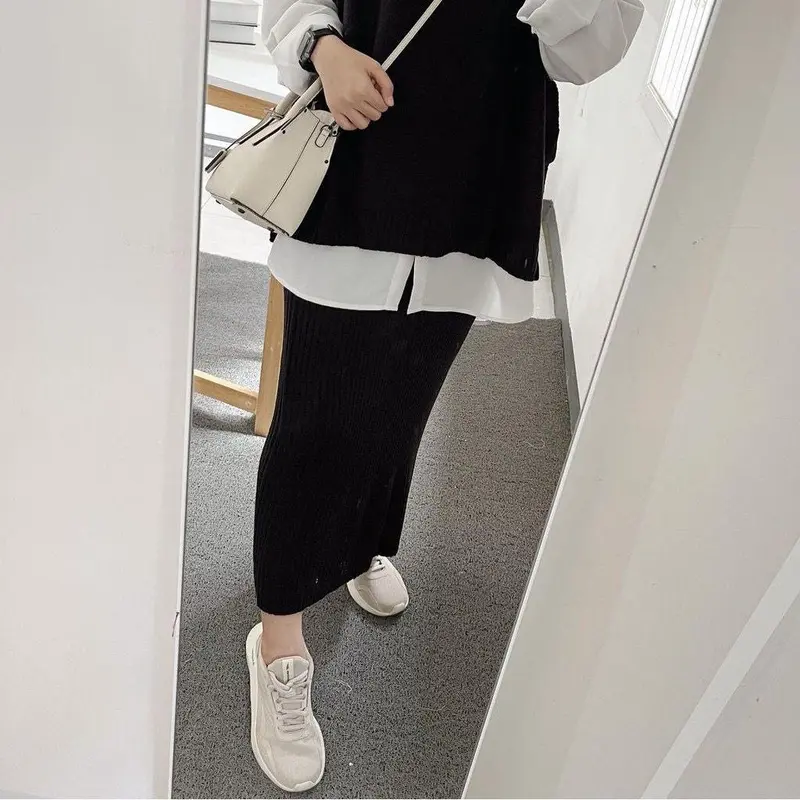 Zoey Rok span rajut 7/8 / Rok span rajut polos / Bawahan wanita / Korean style /syafiqa21 2