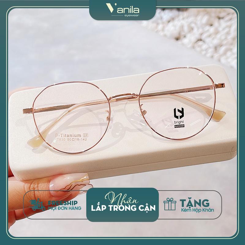 Gọng kính TITAN VANILA KC830 gọng kính TITAN siêu nhẹ dáng kính gọng đa giác tròn thanh mảnh oval kim  loại