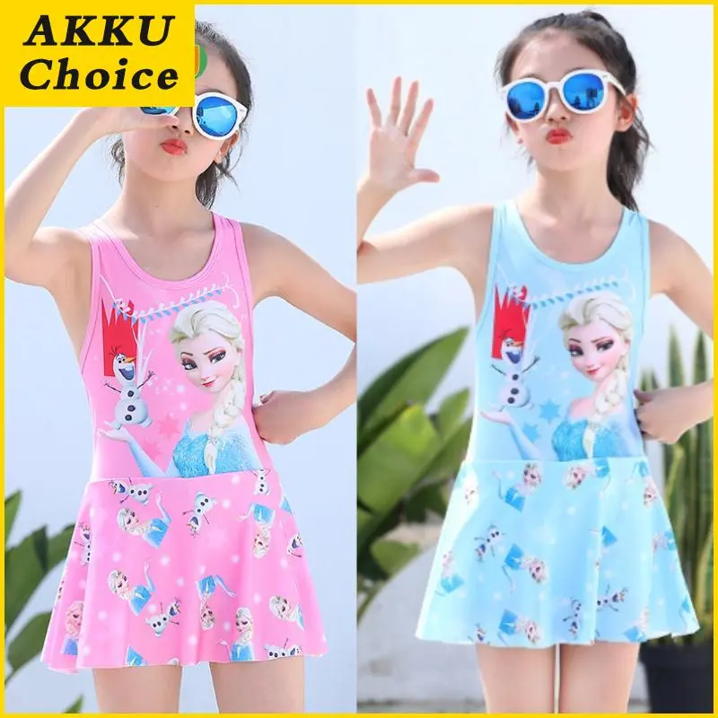 Korean Princess Elsa Kids Swimsuit Girls Baby Swimwear Cartoon One-piece Girls' Swimsuits AKKU Choice