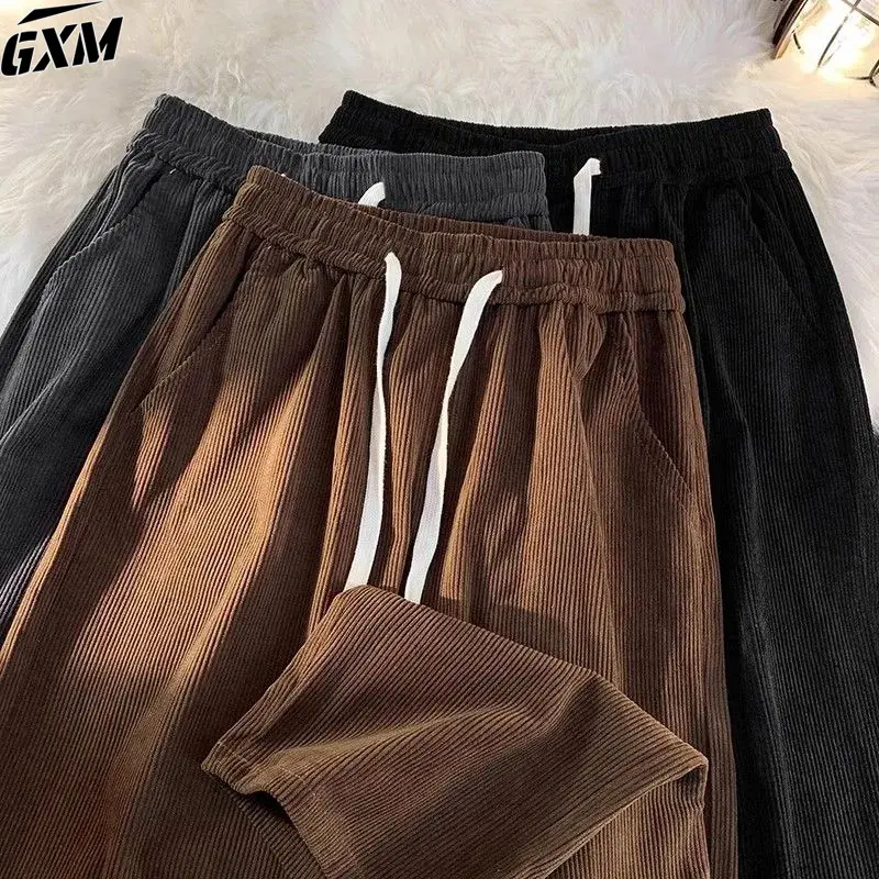 celana corduroy pria celana cargo corduroy pria celana korea Celana Kasual hitam Casual Model lurus pria celana korduroy Mode retro gaya Korea kain tahan kerut Mode untuk Korduroi Celana Kasual celana kargo premium celana gombrang pria 0