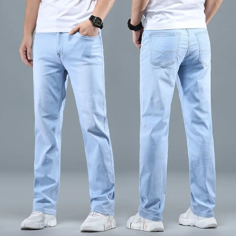 Quần Dài Nam, Bộ Sưu Tập Mùa Xuân Và Mùa Thu, Quần Bò, Kiểu Thẳng Và Rộng Rãi, Quần Thường Ngày Ống Rộng, Quần Dài, Dày Và Rộng Rãi, Thích Hợp Cho Năm 2024