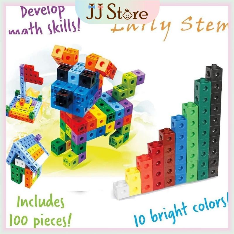 Math Connection Blocks 100 Pcs Counting Math Cube Kids Educational Toy Connection Blocks ...