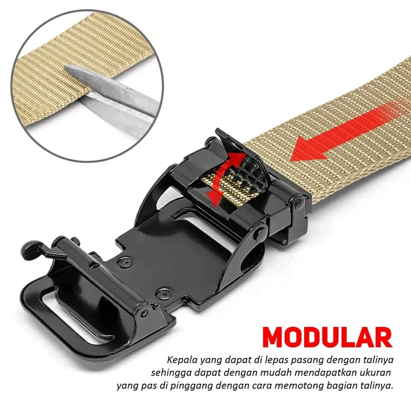 Gesper Men  Sabuk Ikat Pinggang Pria Tali Nylon Kepala besi model Pengunci Otomatis Belt Kanvas sabuk  kopel 5