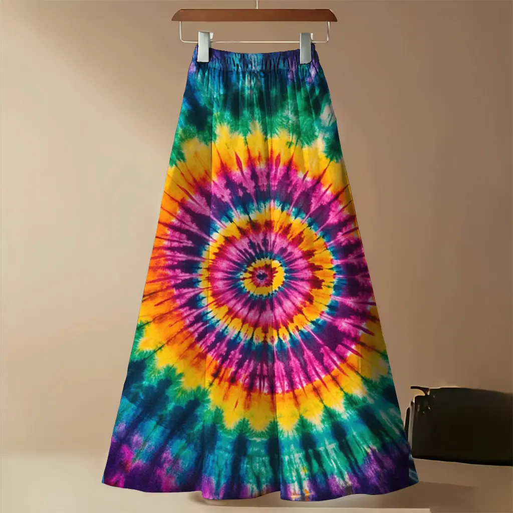 Chân Váy Cổ Điển Chân Váy Dài In Họa Tiết Phong Cách Tie Dye Chân Váy Thời Trang, Chân Váy Nữ Thanh Lịch, Chân Váy Dáng Rộng, Hàng Mới Về Mùa Hè 2025