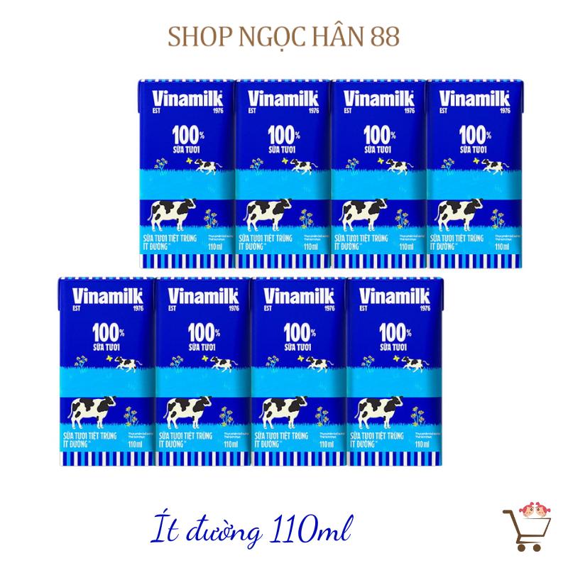 Combo 2 Lốc Sữa Tươi 100% Vinamilk 8 Hộp x 110ml - Có đường/không đường/ Ít đường