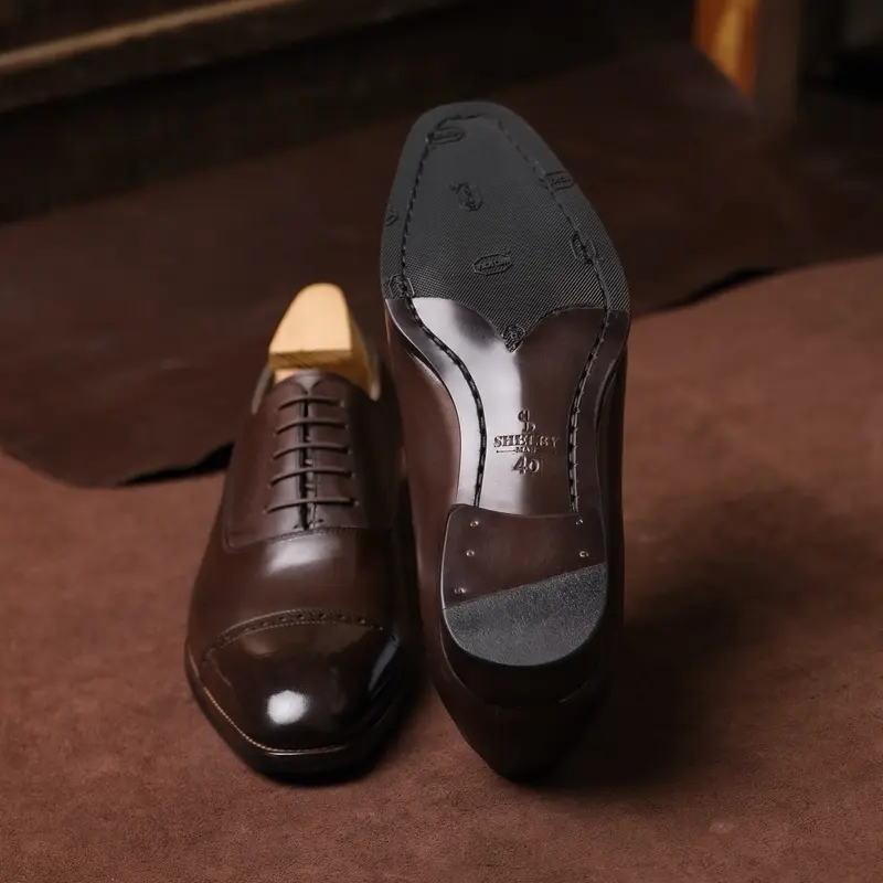 [OB2-N] Oxford Balmoral Brogues Brown | Giày tây da bò Ý ShelbyMan, mẫu giày da Nâu sang trọng dễ phối, giày cưới, giày tây đẹp 5