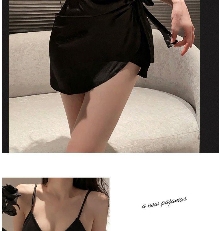 Product Introduction of Women's Nightdress Autumn Winter Sexy Sexy Pure Desire Backless Dress Slip Dress Lace-up Romantic Pajamas Home Wear 11