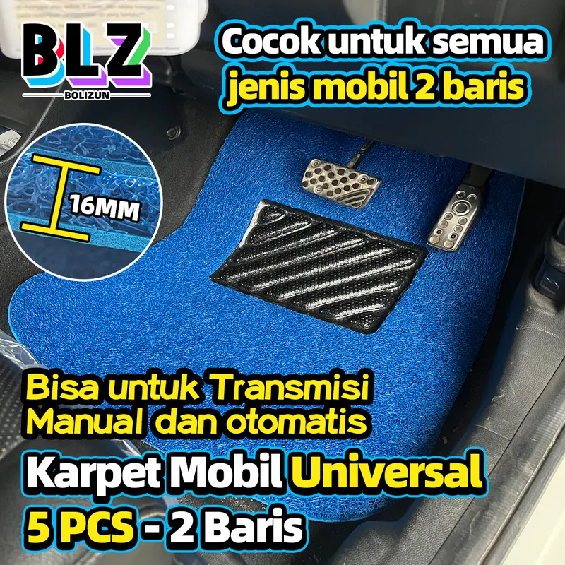 Karpet Mobil 5 Pcs 2 Baris Universal pvc mie bihun Penebalan 16MM/ Universal bisa diaplikasikan ke semua mobil Car Kendaraan 3
