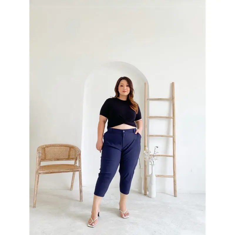 Toko Sion Ria Pants Celana Jegging Wanita Ukuran Jumbo Xxxl Big Size Plus Size Celana Kerja Bahan Melar Kancing Karet 4