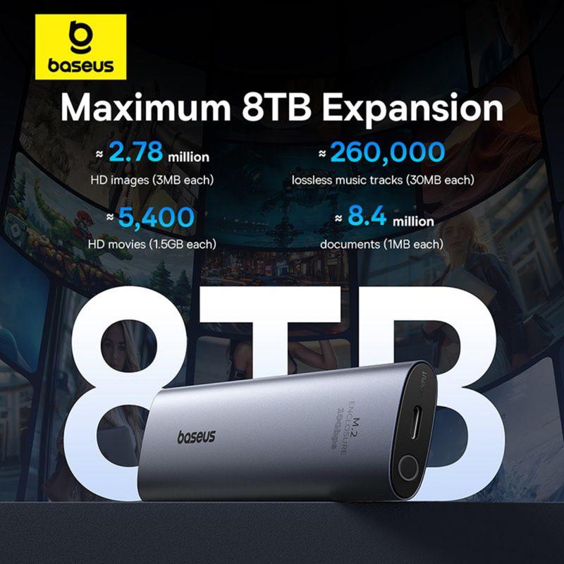 Box Đựng Ổ Cứng Di Động SSD M.2 Baseus FlyJoy Series SSD Enclosure Type C 3.2 Gen2 (New Upgrade Version, M.2 NVMe 2280, 2260, 2242, 2230)