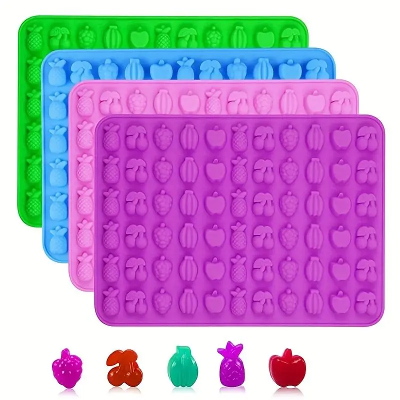 66-cavity Mini Fruit Shaped Silicone Mold, Cute Chocolate Mold, Soft Candy Jelly Mold, Baking Mold for Home Kitchen