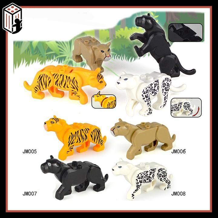 JM005 Đồ chơi lắp ráp minifigure và nonlego mô hình động vật và thú rừng xanh Cọp, Báo, Hổ, Cá mập, Cá sấu- Animals