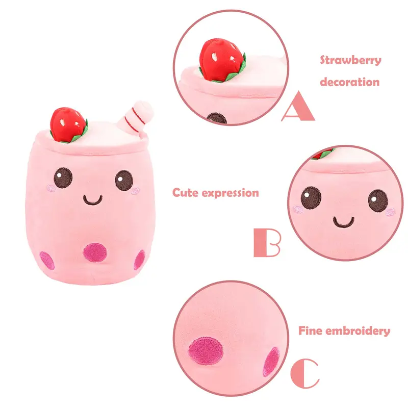 Cute Milk Tea Cup Design Plush Toy, Soft Stuffed Teacup Pillow, Kawaii Cartoon Stuffed Toy for Family and Friends, Home Decoration, Gift for Her, Men's Gift 3