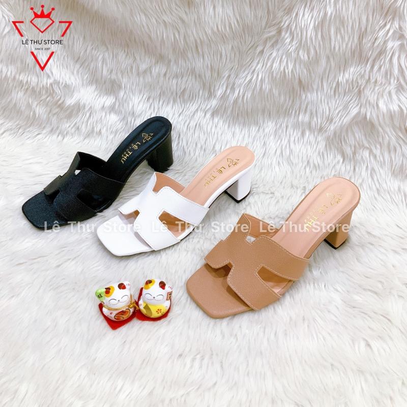 Guốc dép nữ 5, 7 phân quai chữ H da nhám LT (DGC001) DéP Shoes GiàY