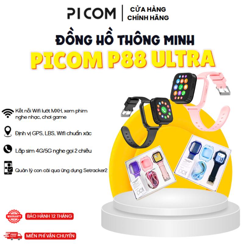 Đồng Hồ Thông Minh Picom P88 Ultra Lắp Sim 4g Lướt Web Game được free fire Smartwatch Đồng Hồ Silicon Bluetooth V5.3