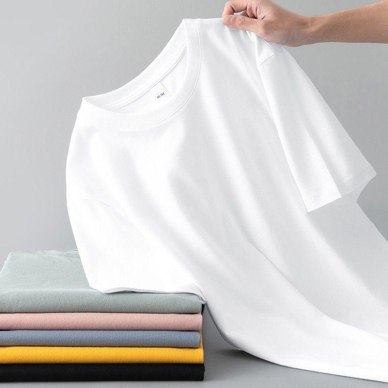 Cotton short sleeved t-shirt men sleeve crimping solid youth half sleeved clothes