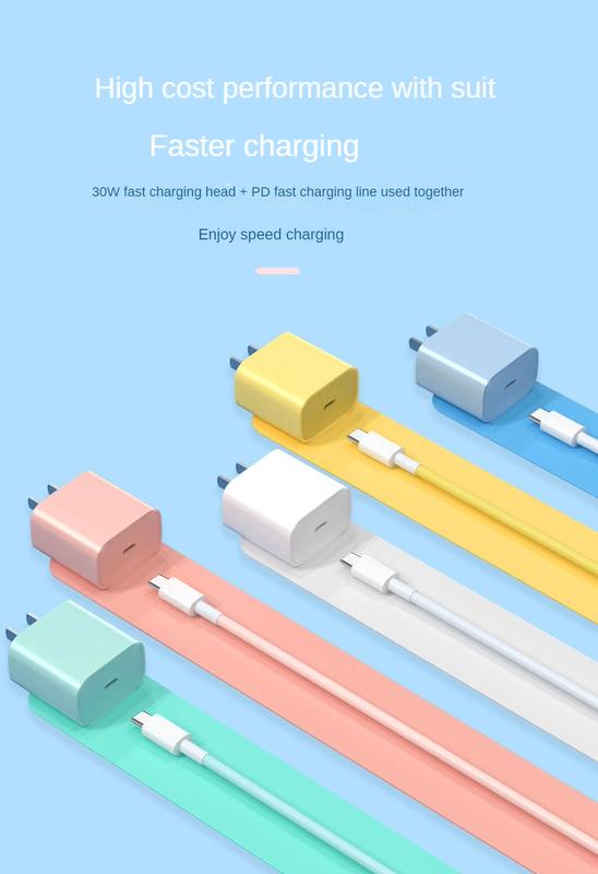 Product Introduction of Charger Pd30w Charging Plug for Iphone15/14/13/12promax Fast Charge Data Cable 4