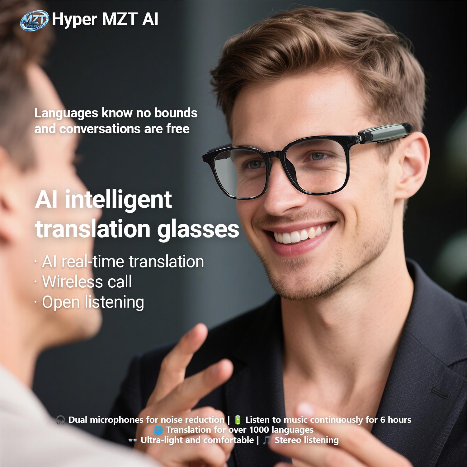 AI smart Translation Glasses with voice assistant Wireless Call Music Playback Earphone Anti Blue Light UV Protection Sunglasses - Image 3
