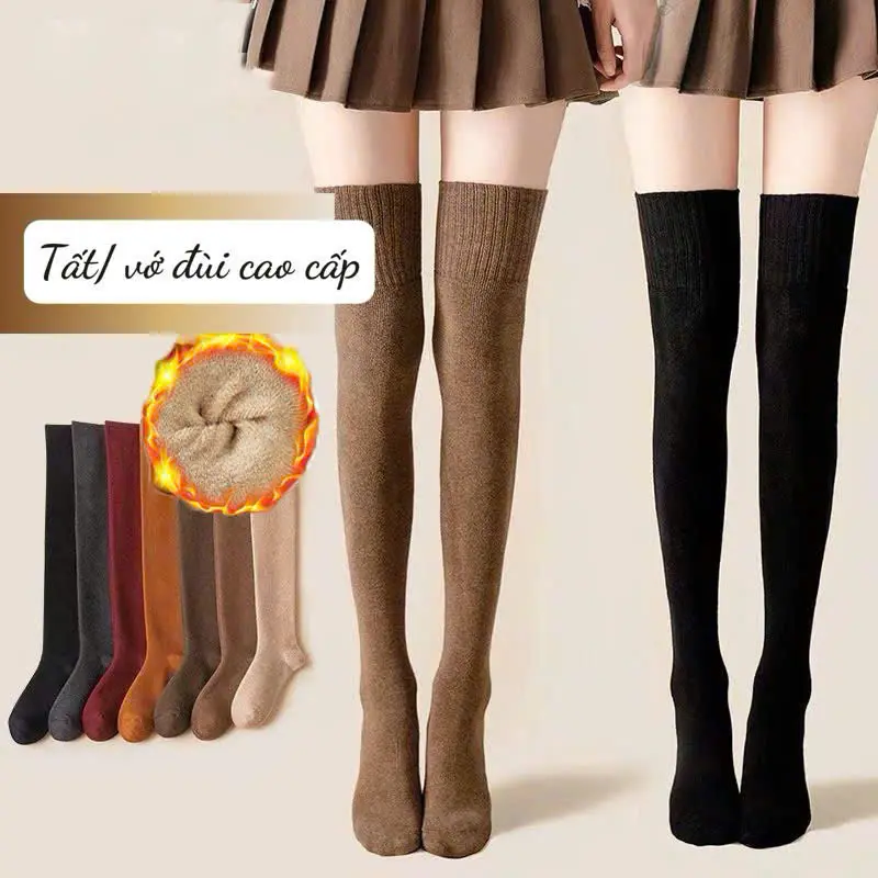 Tất Đùi Dài Lông Cừu Siêu Ấm Loại Dày Cao Cấp Cho Nữ(1 Đôi)