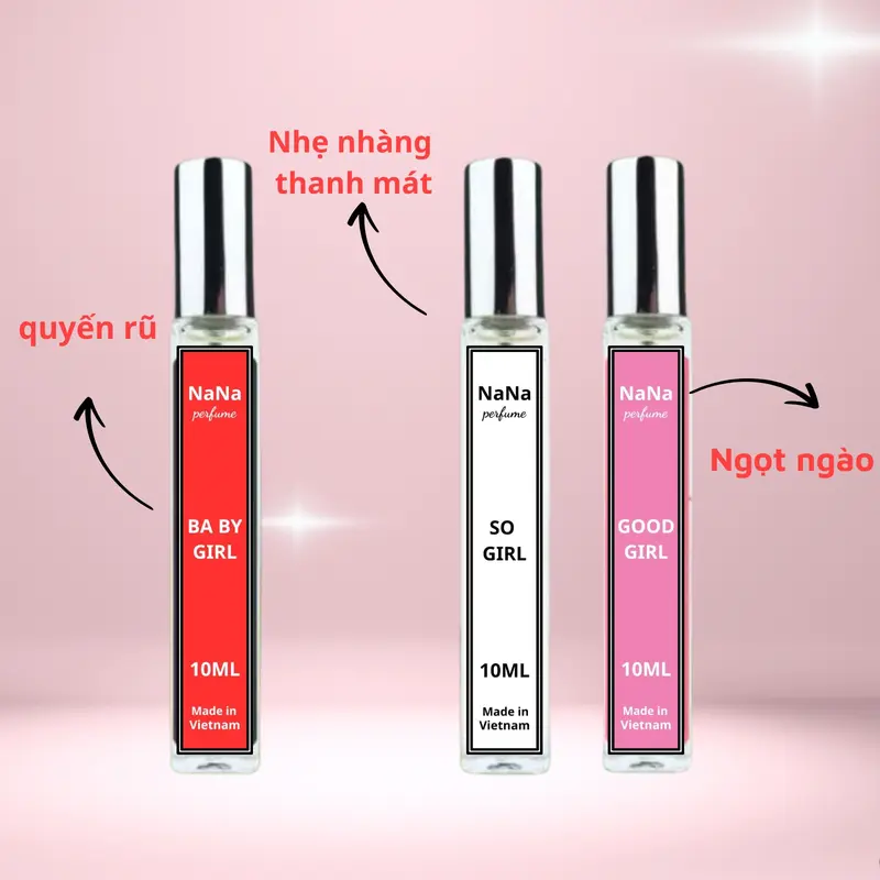 Nước hoa nữ NANA SO GIRL chai 10ml lưu hương 6-8H, tinh dầu nước hoa nữ hương thơm tươi mát ngọt ngào quyến rũ 8