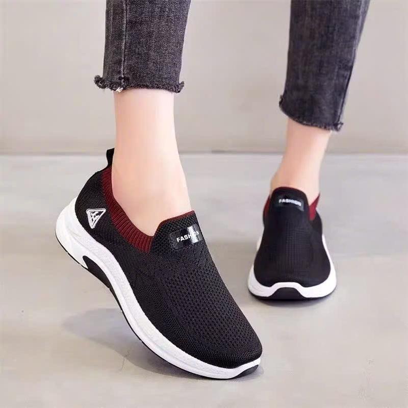 Giày lười nữ cổ chun co giãn,  đế kếp chống trơn trượt, êm chân thoáng khí Sneaker Shoes Women 2