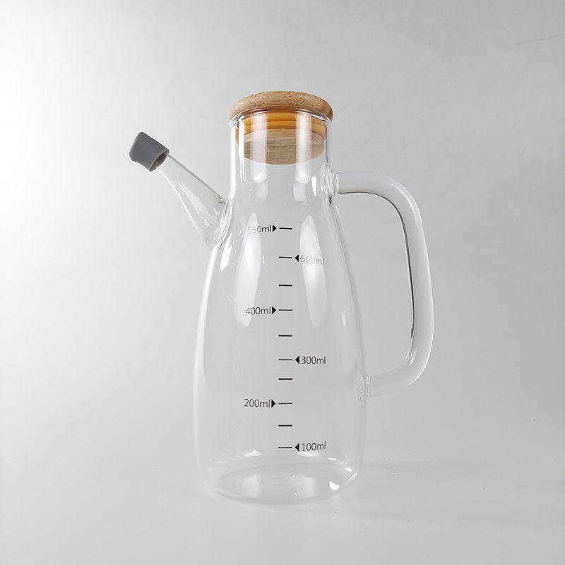 Botol Minyak Goreng Borosilicate Glass Wadah Kaca Oil Pot Leak Proof Tutup Kayu 700 ML 9