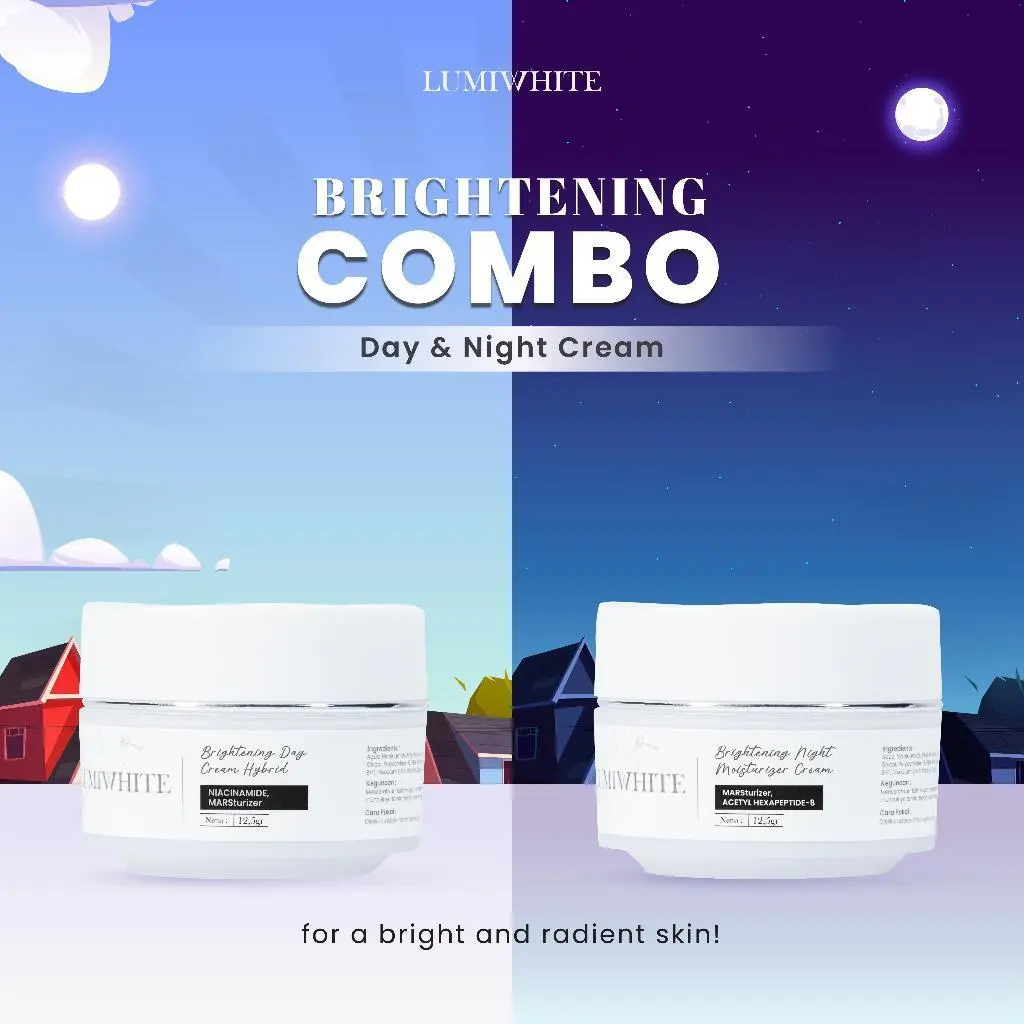 Lumiwhite Day & Night Cream Duo –  Krim Mencerahkan & Melembapkan Kulit Wajah | Menjaga elastisitas Kulit bsa