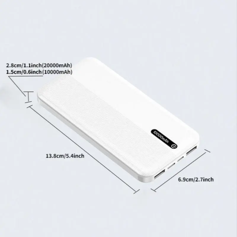 20K/10Kmah Power Bank with Micro & Type-C Inputs, Dual USB Outputs, LED Display Ultra-Portable for Travel, Daily Use, Compatible with iOS/Android & More 1