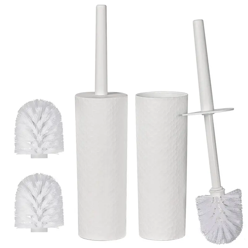 2PCS Toilet Brush with Holder - Free Standing Toilet Scrubber for Bathroom Cleaning (White) 3