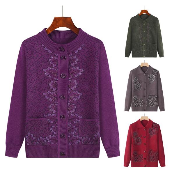  Áo Khoác Len Trung Niên Cổ Bẻ cổ trụ Chất Liệu Len Dày Mịn Kiểu Dáng Sang Trọng Len Cổ tròn Nữ Top 