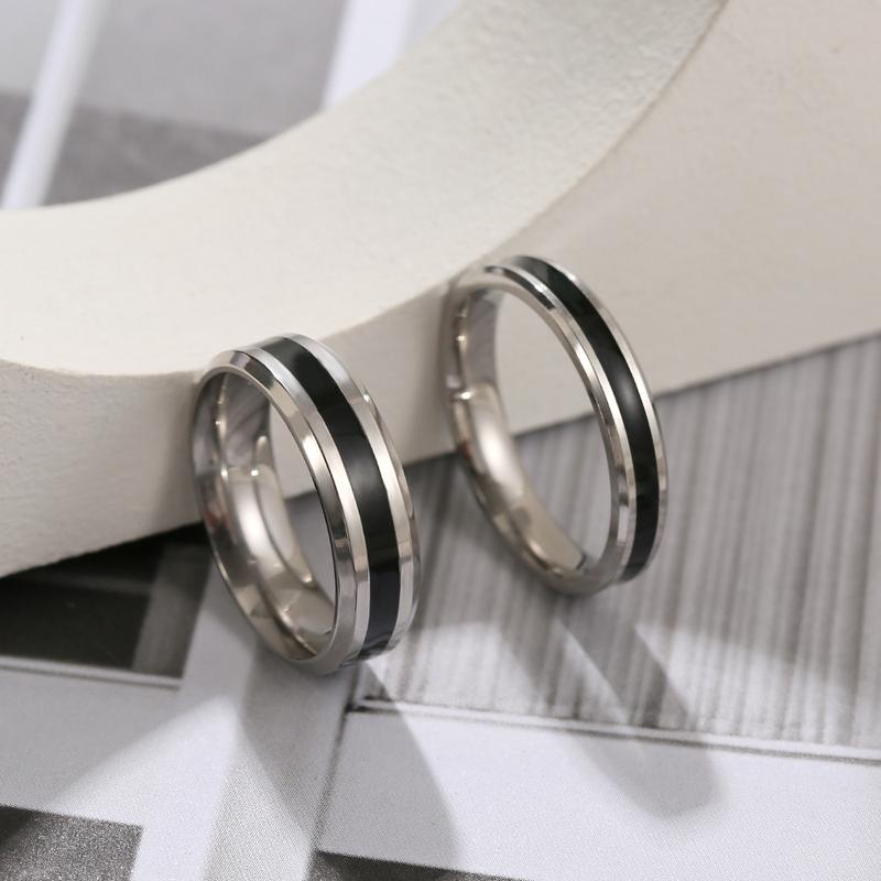 Product Introduction of European and American New Stainless Steel Ring Titanium Steel Epoxy Ring Couple Fashion Retro Couple Ring Pair Ins Style Cold 3