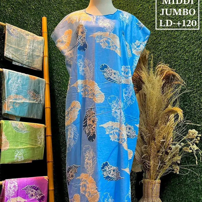 BUNDLING Daster MIDI Jumbo ld -+ 120 cm rayon ( isi 5 pcs ) Bunga daun motif 1