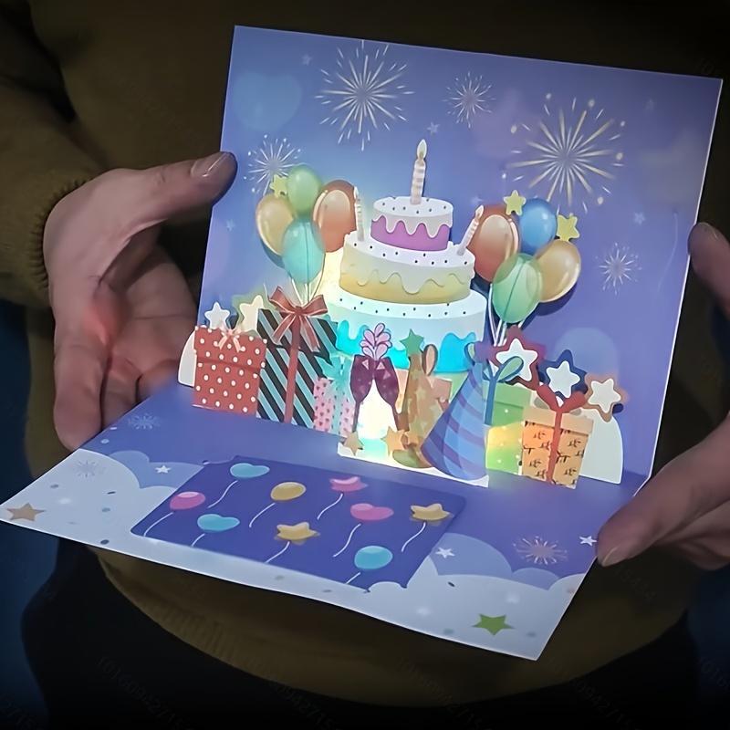 Product Introduction of 3D Birthday Music and Lighting Greeting Card Box, 1 Count Happy Bithday Music Greeting Card with Envelope and Message Card, Surprise Birthday Gift 7