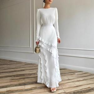 Set Pakaian Mewah, Spot, Koleksi Musim Bunga 2025, Gaun Langsing Tepi Ruffle Tiga Dimensi, Set Dua Keping, DM172