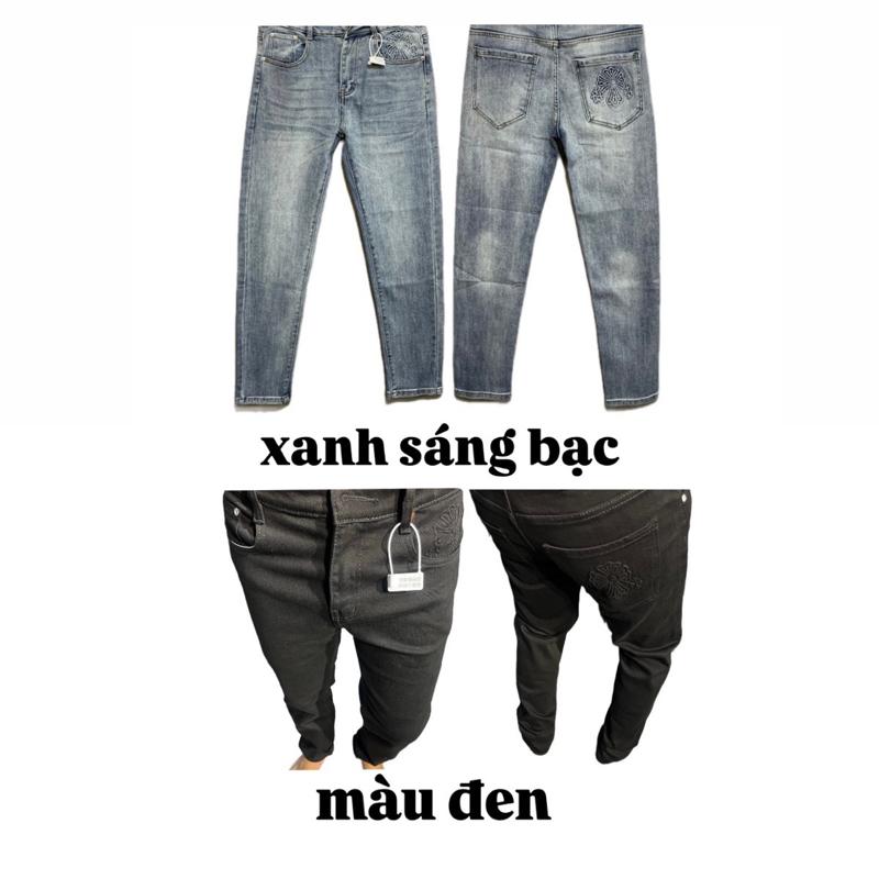 QUẦN JEAN NAM   HOẠ TIẾT TÚI CHỮ THẬP DẬP   DẬP NỔI 2024 ( ĐƯỢC XEM HÀNG FREESHIP) Menswear 1